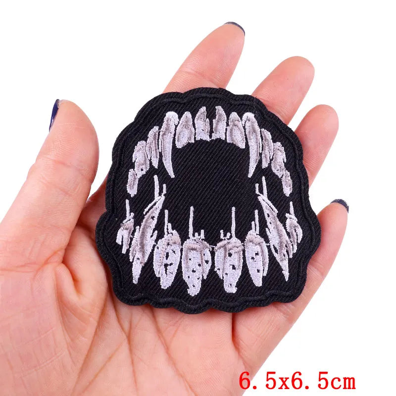 Rose Skull Embroidery Patch Punk Skull Patch Jackets Backpack Hats Sew DIY Iron On Patches For Clothing