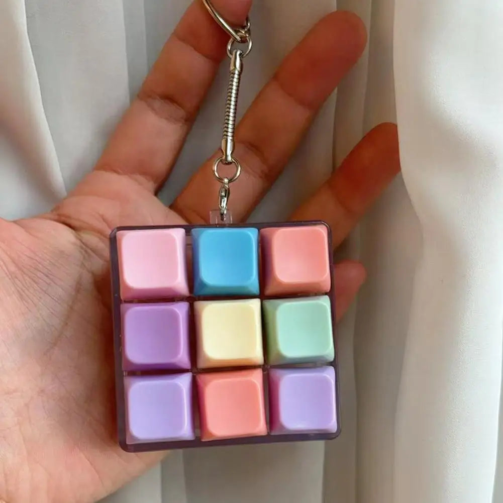 Fidget Keychain DIY Keyboard Keys Button Relief Stress Finger Keyboard Cap Clicker Toy