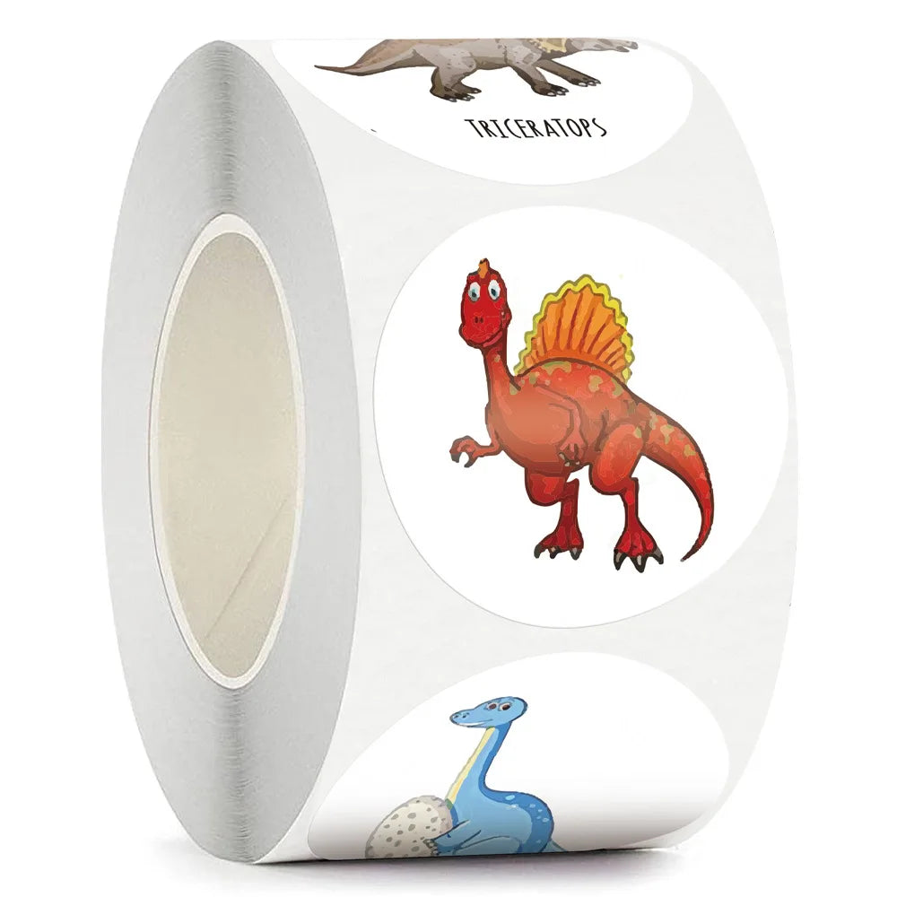 100-500pcs 1'' Round Dinosaur Stickers for Teacher Reward Stickers