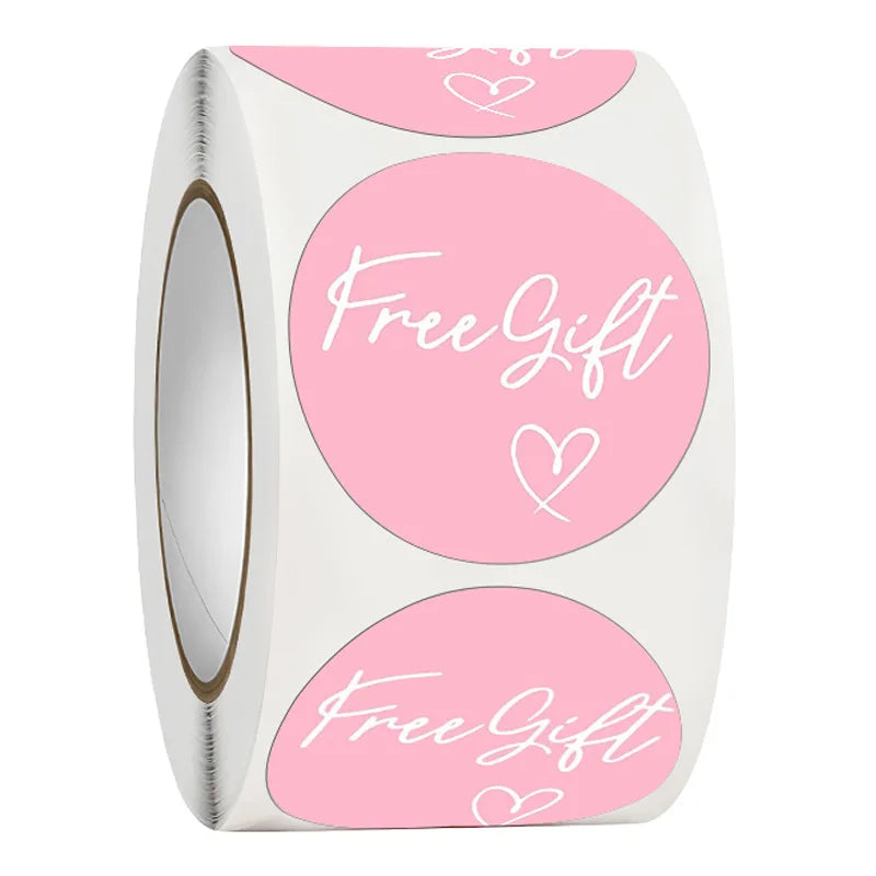 100-500pcs Free Gift Letters Labels Sticker Stationary Supplies Pink Thank You Sticker