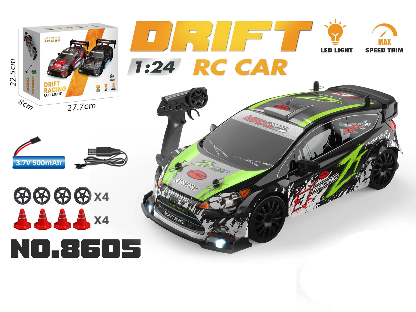 1:24 RC Drift Car 4WD 2.4G High Speed Racing Car