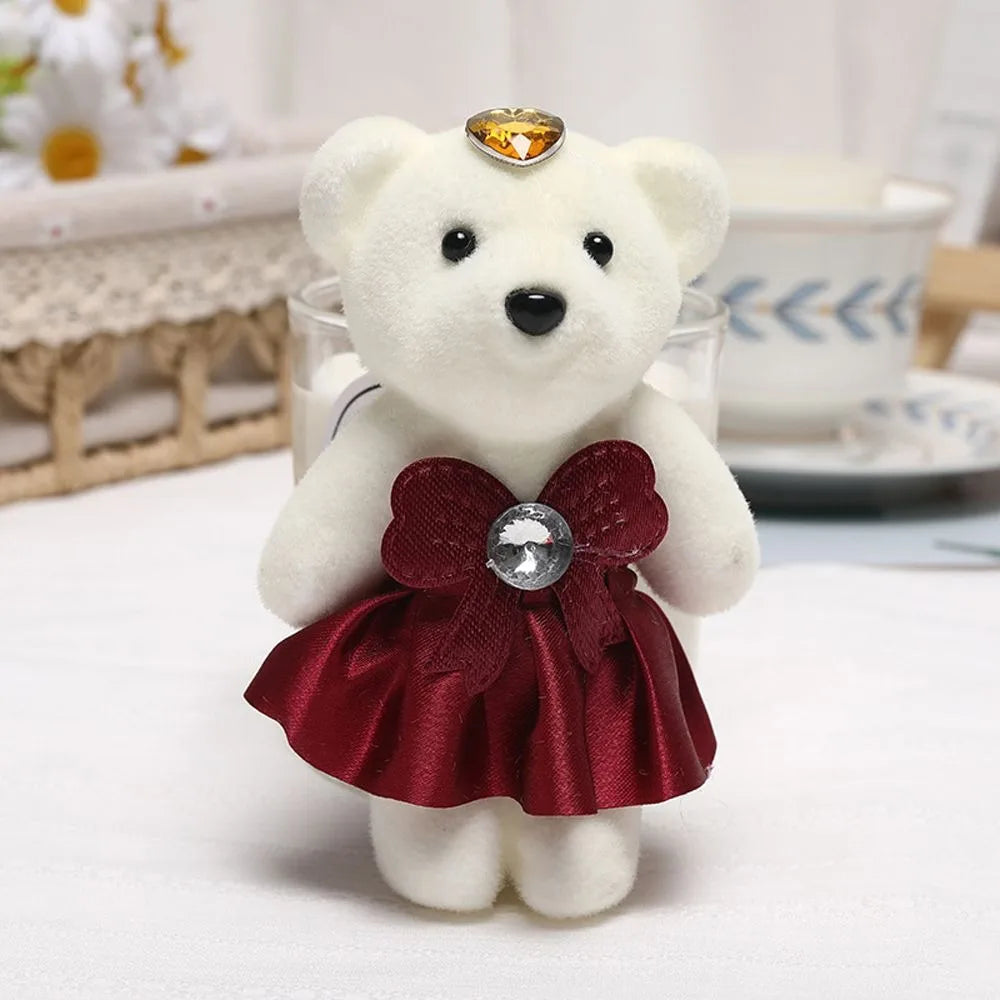 10 PCS Cute Cartoon Small Teddy Bear Birthday Flower Bouquet Bear Couple Bear Wedding Valentine's Day Decoration