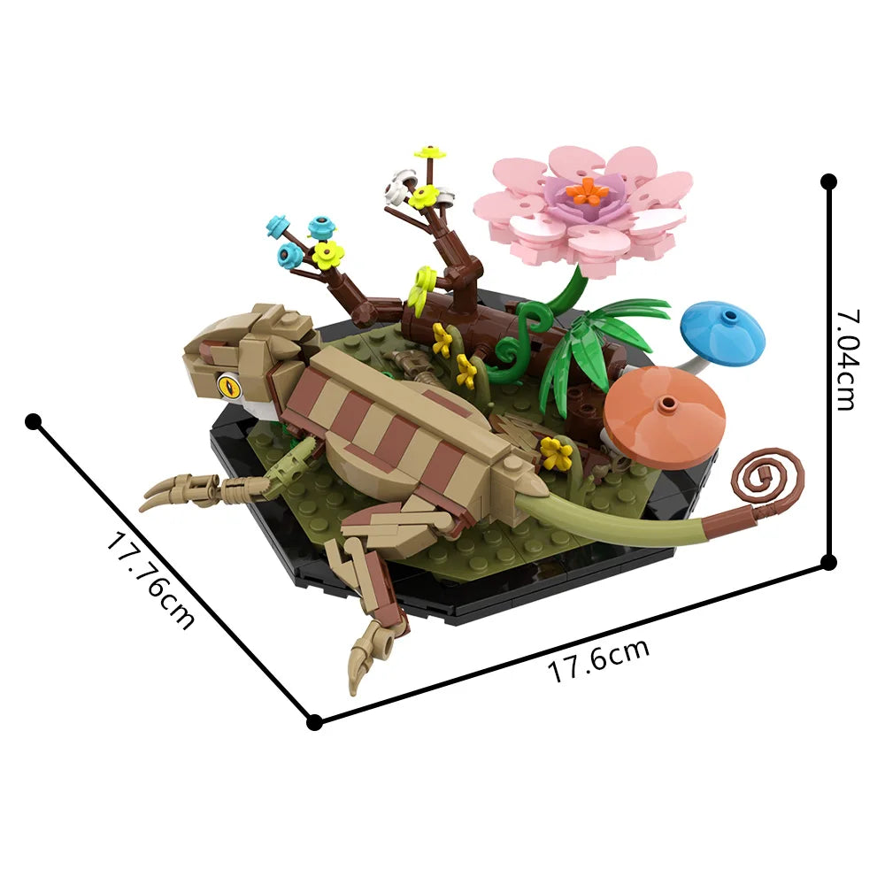 MOC Chameleon Model Building Blocks Horror Reptile Desert Lizard DIY Design Insect Botanical Bricks Toy