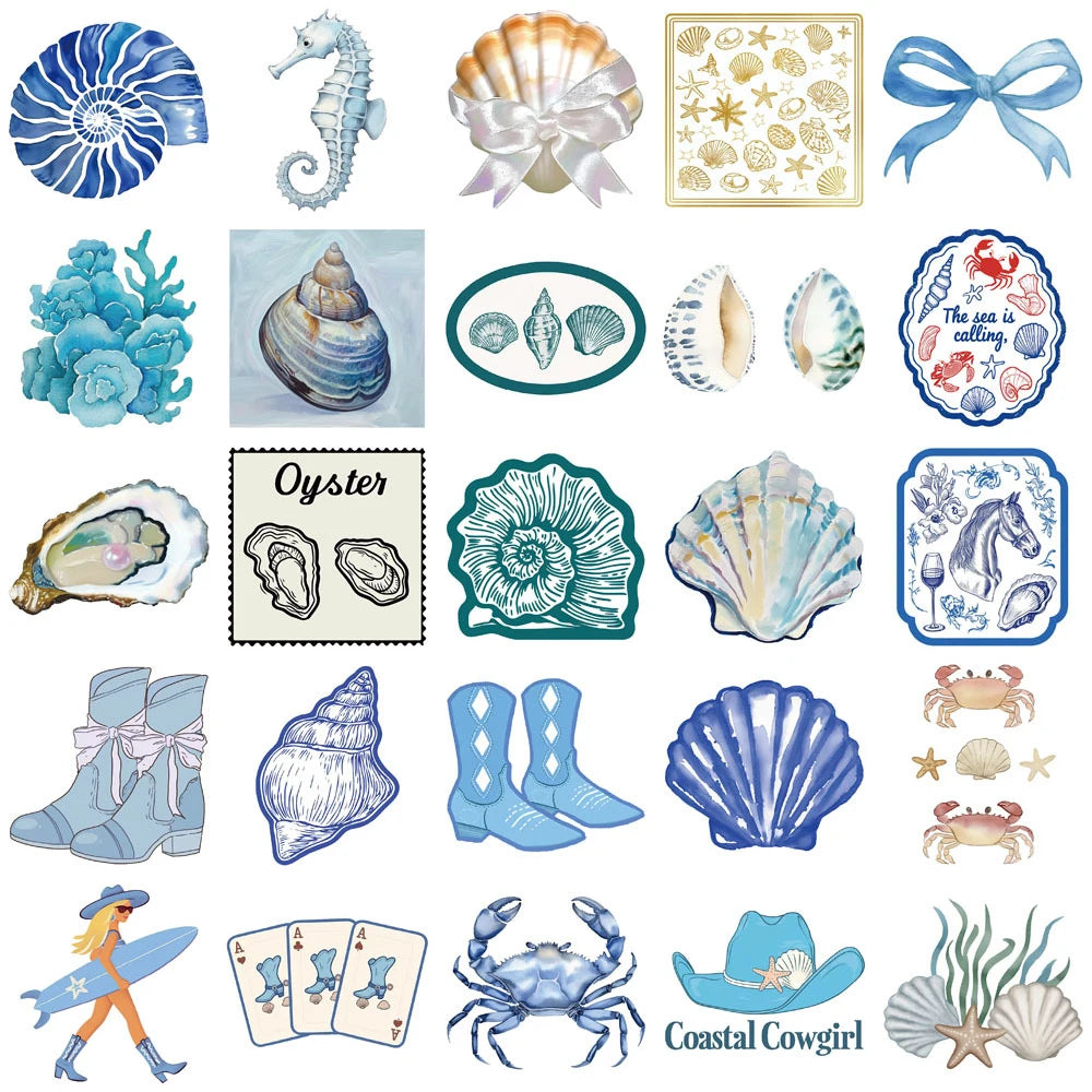 10/30/50pcs Cute The Coastal Girl Cartoon Stickers Open Sea Mediterranean Tomato Aesthetic Decals