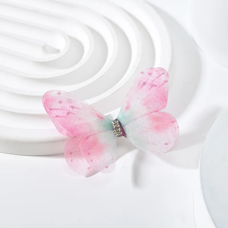 20pcs Double Sweet Butterfly Appliqued 3D Simulation Mesh Dreamy Bouquet Patch