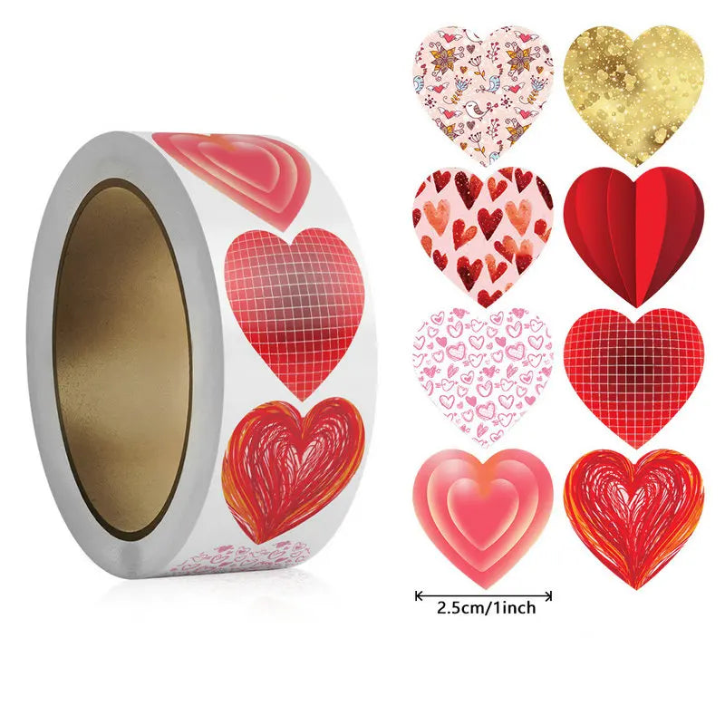 50-100-500PCS Handicraft Valentine's Day Heart Sticker Heart-Shaped