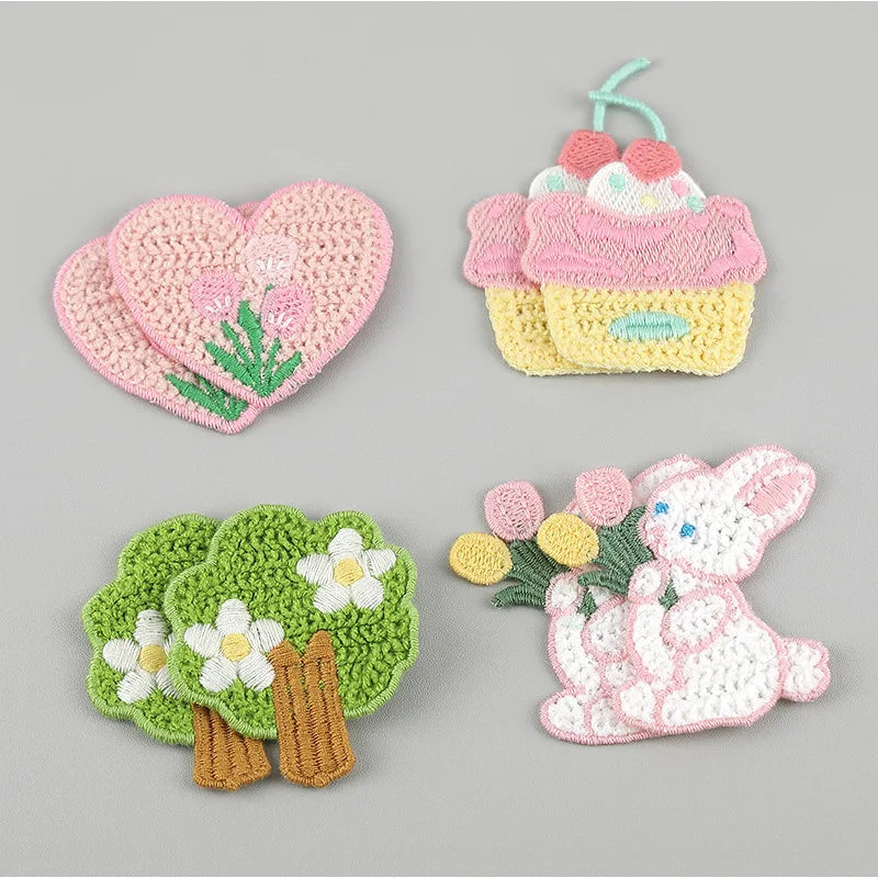 5pc Cartoon Little Rabbit Bear Love Cloth Sticker DIY Phone Case Decoration Cloth Patch