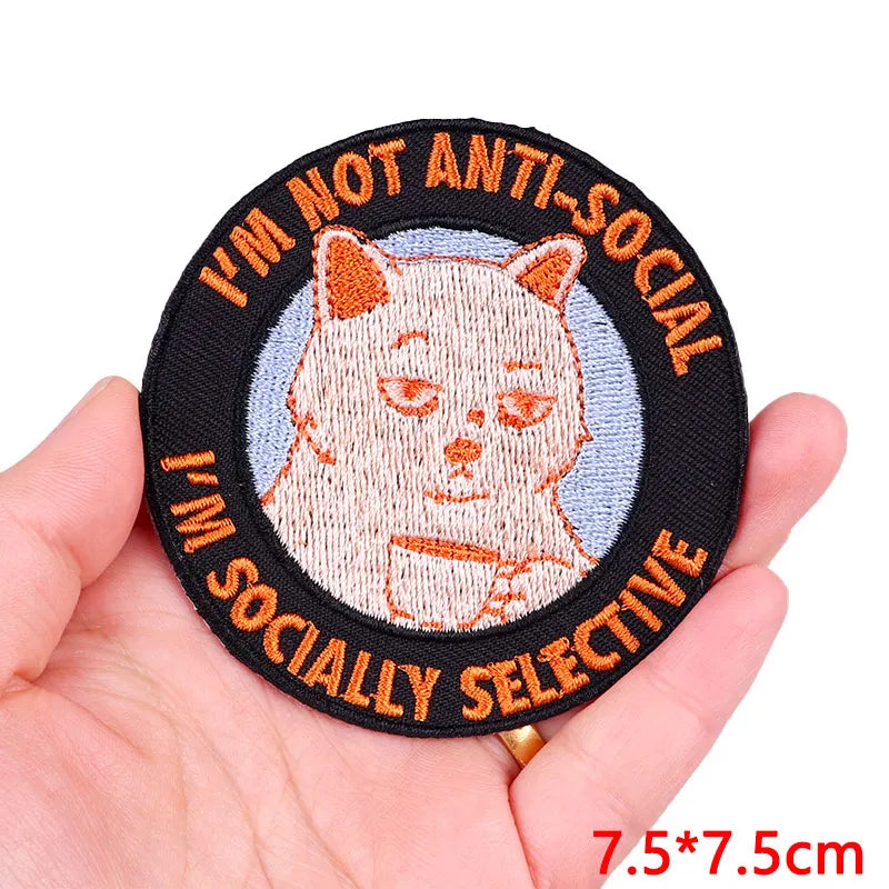 Animal Cat Possum Fox Patch Cartoon Embroidery Patch Iron On Patches For Clothing