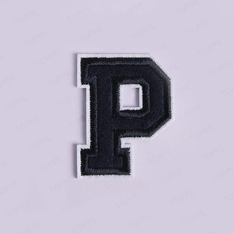 Navy Blue Letter Iron On Patch Applique DIY Alphabet Embroidered Patches For Clothing