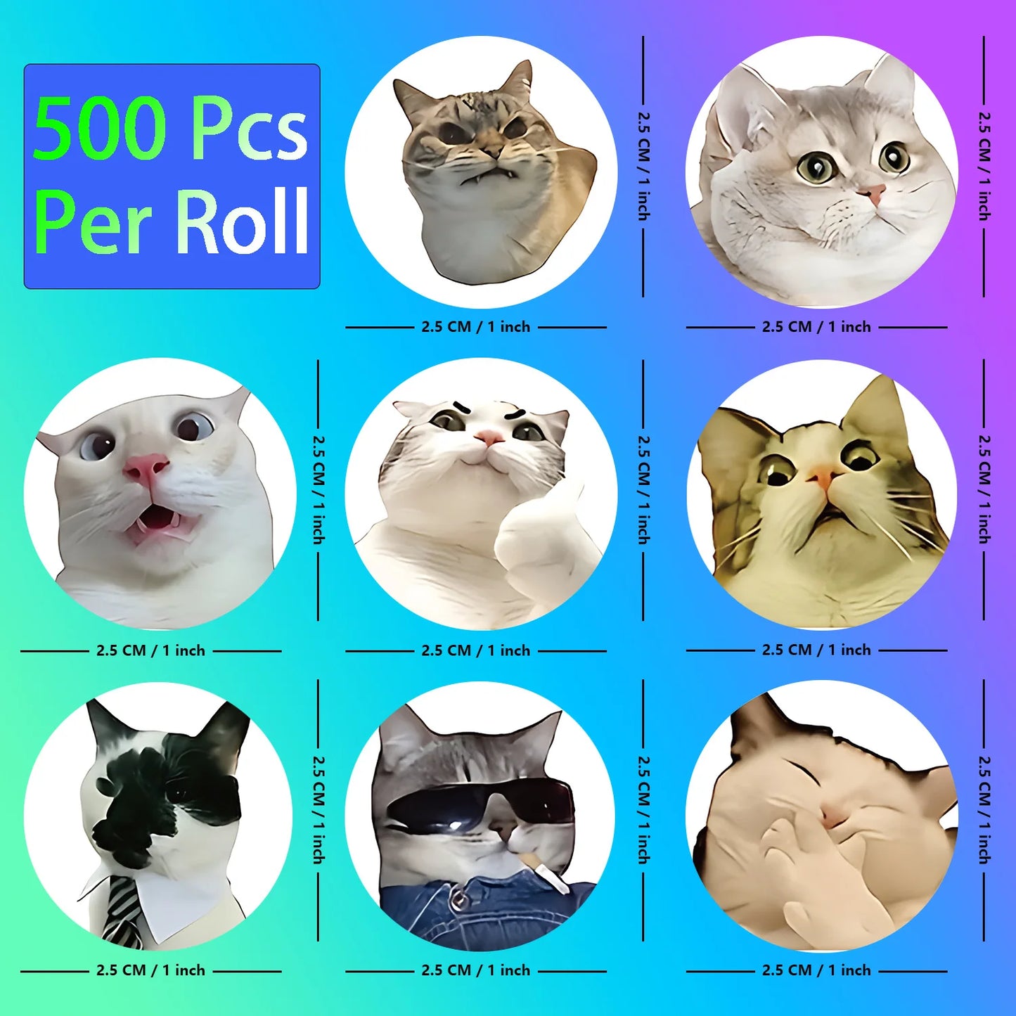 100pcs/500pcs Cartoon Meme Cat Stickers For School Reward Stickers Classroom Decor Encouragement Sticker