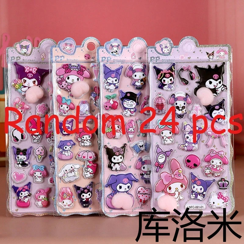 Sanrio & Chiikawa Kids' Cartoon Stickers - Cute Animal 3D Soft & Adorable Butt Squishy Stress-Relief Stickers