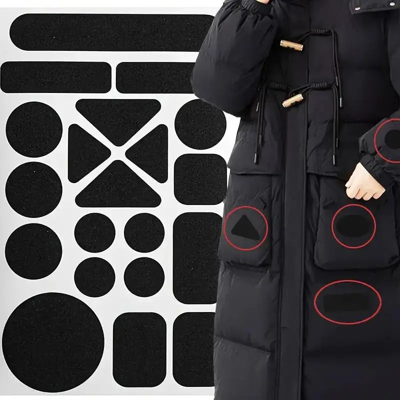 1 Set Instant Self-Adhesive Fabric Repair Patch - Universal Black, Heavy-Duty Iron-On for Down Coats