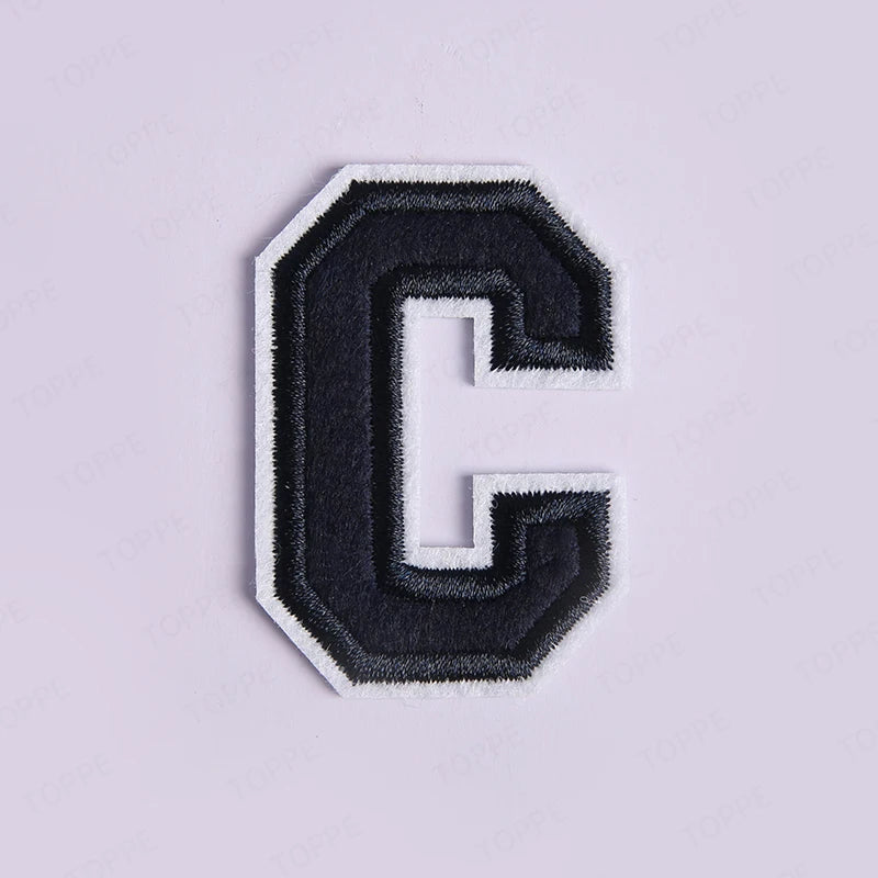 Navy Blue Letter Iron On Patch Applique DIY Alphabet Embroidered Patches For Clothing