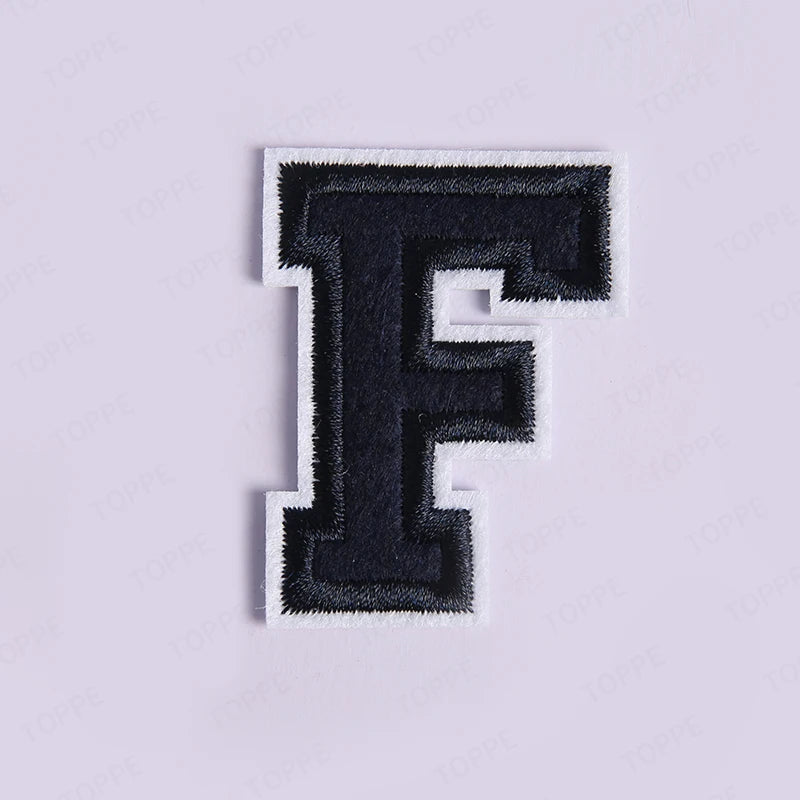 Navy Blue Letter Iron On Patch Applique DIY Alphabet Embroidered Patches For Clothing