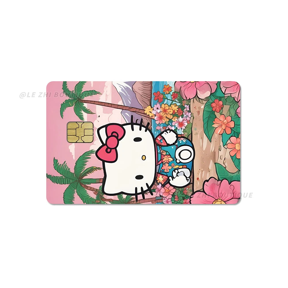 Hawaiian Black Skin Hello Kitty Diy Credit Debit Card Sticker Party Sticker Decoration Waterproof Sticker