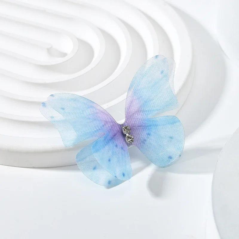 20pcs Double Sweet Butterfly Appliqued 3D Simulation Mesh Dreamy Bouquet Patch