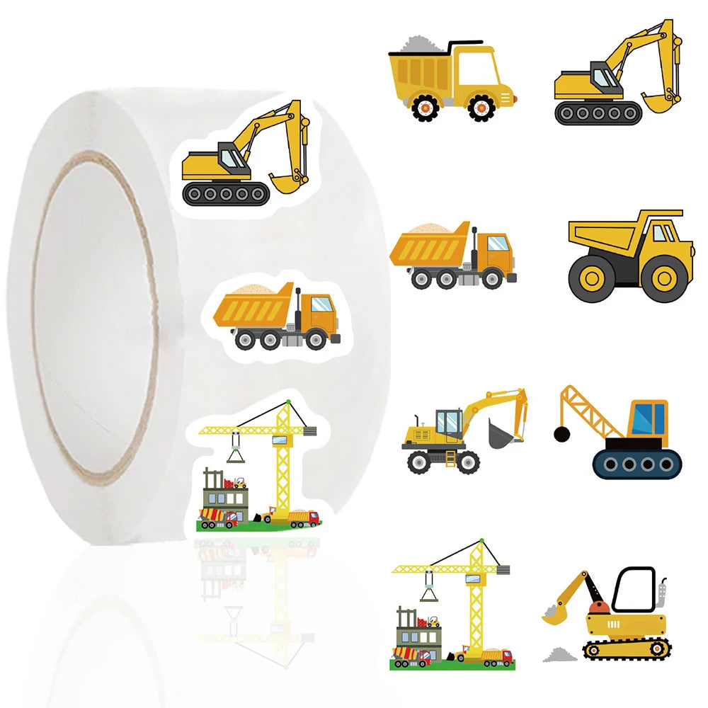 500Pcs Construction Vehicle Sticker Roll For Kids Reward Encourage Sticker