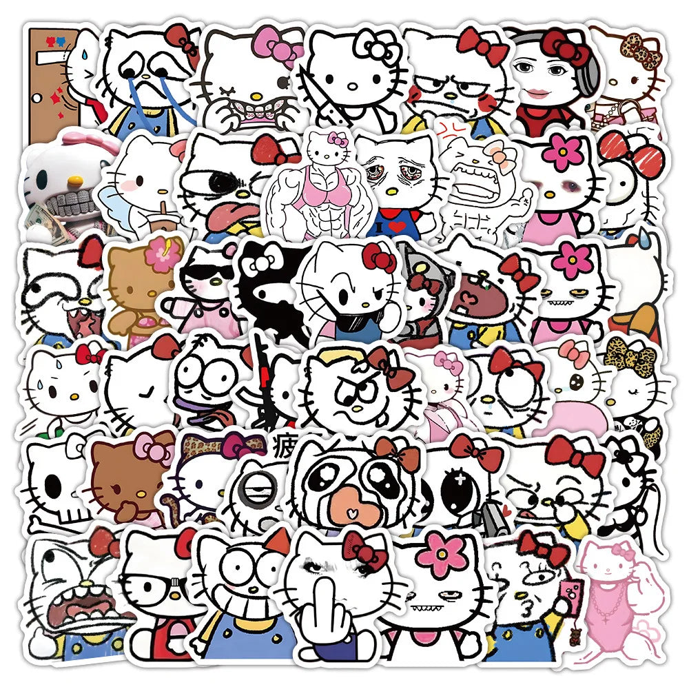 10/30/70PCS Spoof Hello Kitty Stickers Funny Abstract Sanrio Graffiti Decals